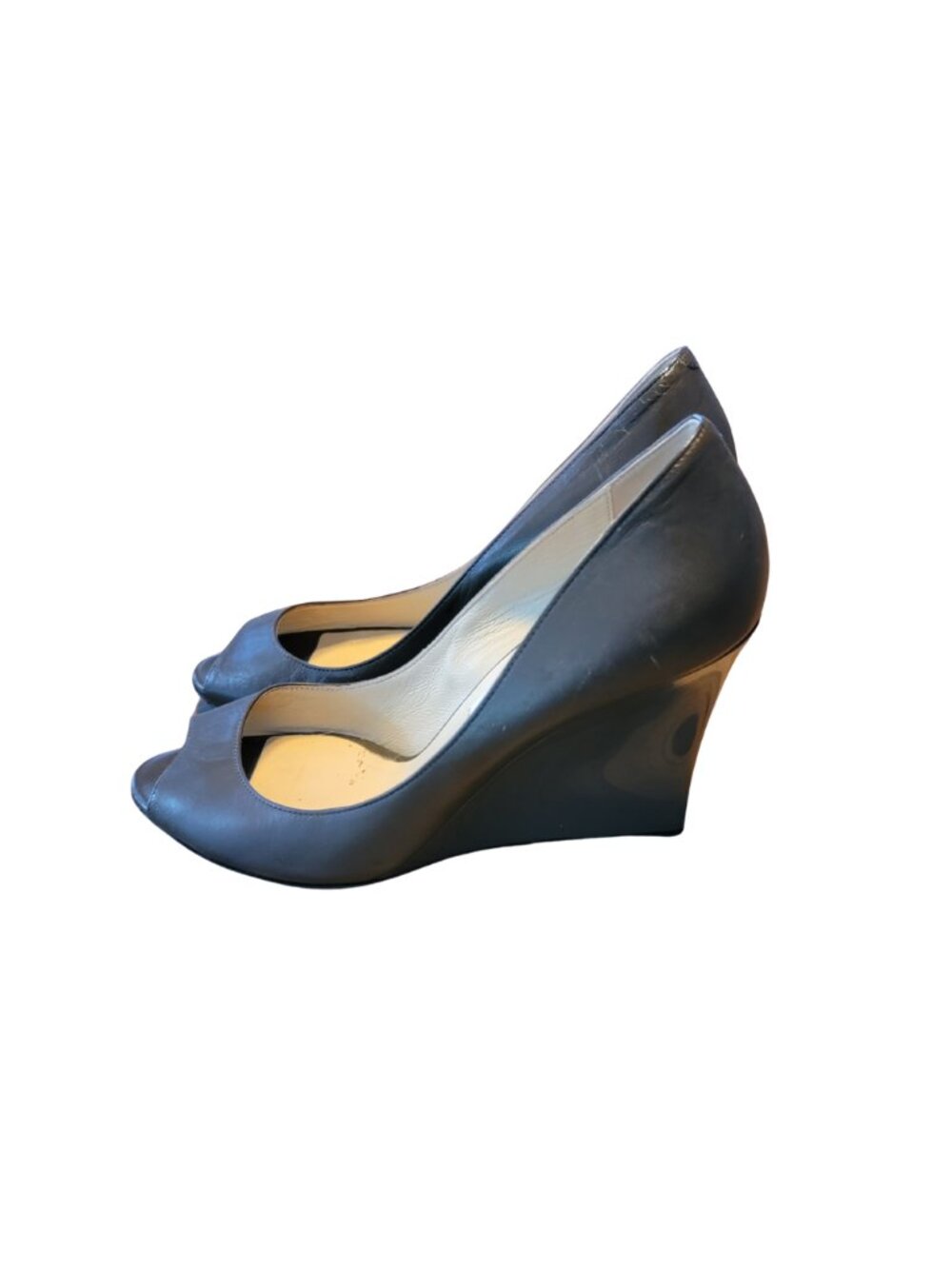 Jimmy Choo Olive Green Patent Leather Bello Peep Toe Wedge Pumps  MSRP $575